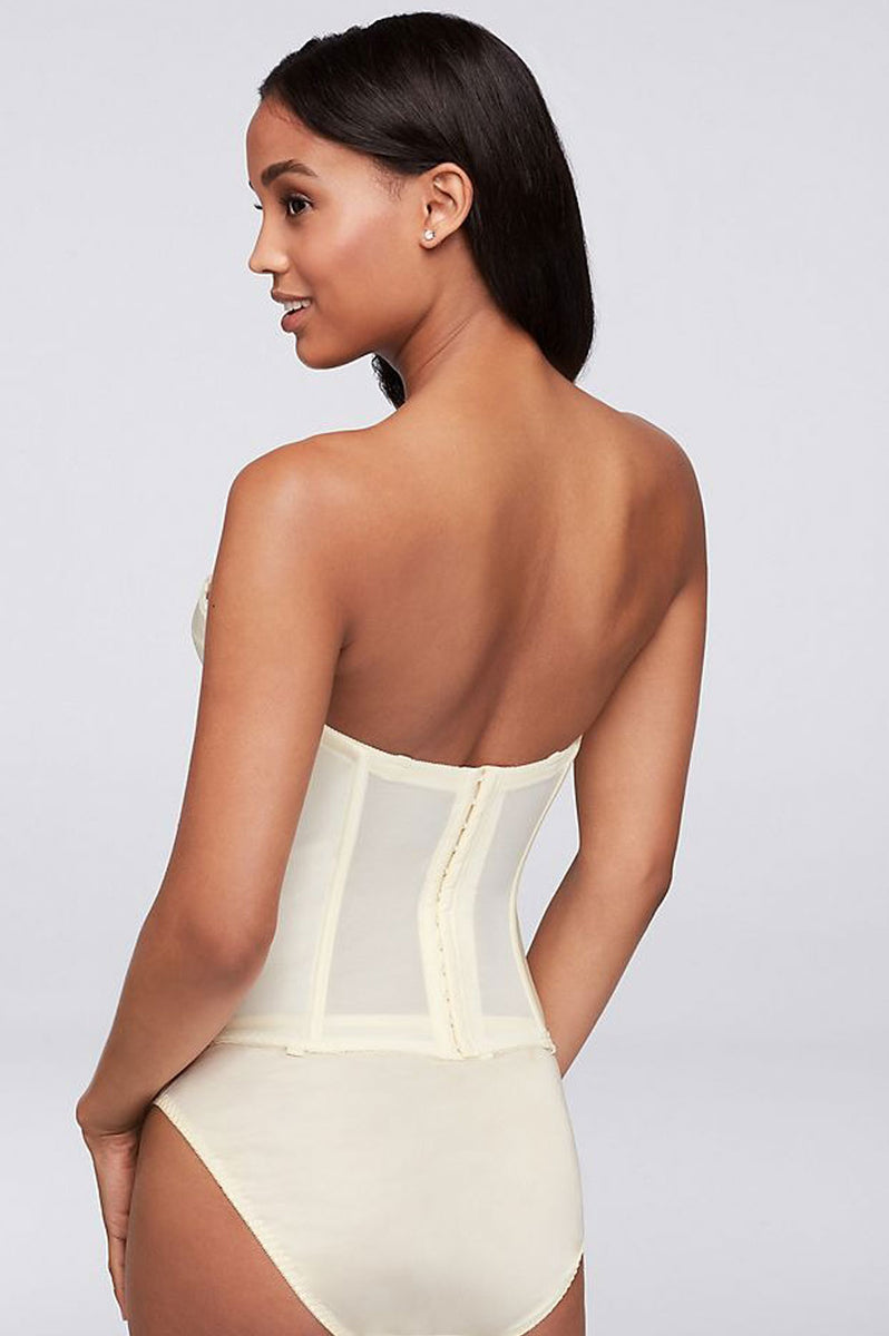 Fine Lines Torsolette Convertible Satin Bustier - Ivory