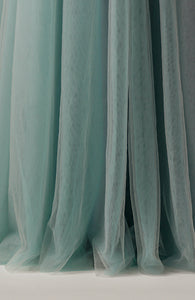 Light Blue A-line Beaded Spaghetti Strap Evening Dress for Young Lady