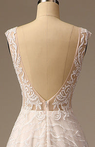 High Quality Sequined Lace A Line Wedding Dress Bridal Gowns with Train