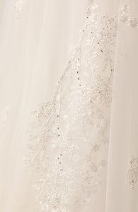 White Beaded A-Line Bridal Wedding Dress with Sweep Train