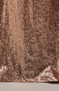 Long Rose Gold Open Back Sequined Mermaid  Evening Gowns for Lady